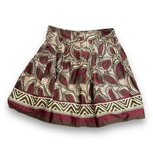 ST JOHN’S BAY brown magenta and cream cotton full skirt SZ 12